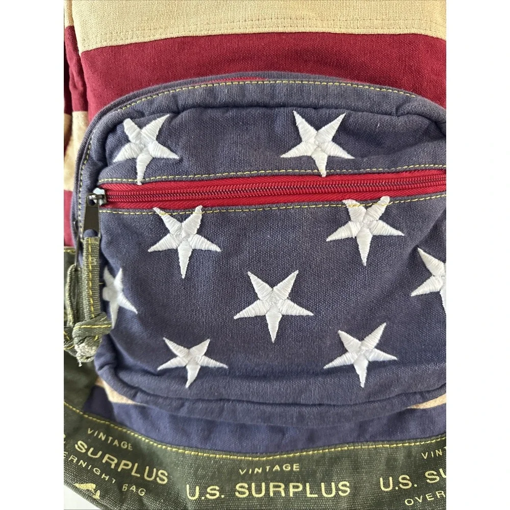 Tigerbear Republik Vintage US Surplus Heavy Canvas Backpack With US Flag‎ GW999